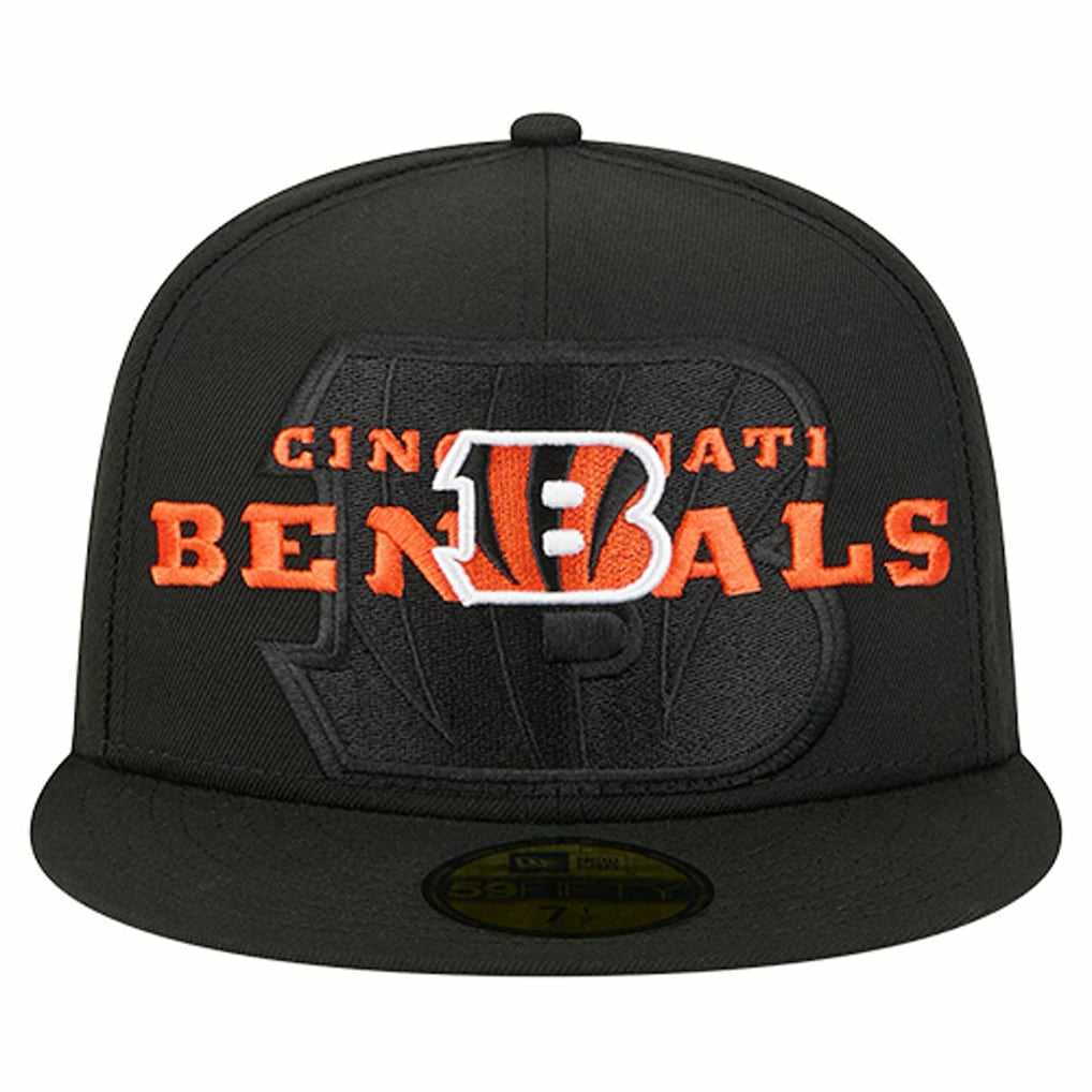 Cincinnati Bengals New Era Overlap Wordmark 59FIFTY Fitted Hat Black