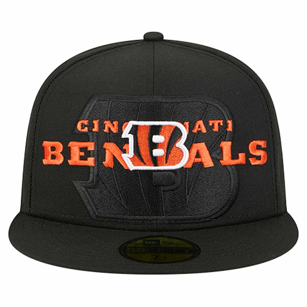 Cincinnati Bengals New Era Overlap Wordmark 59FIFTY Fitted Hat Black