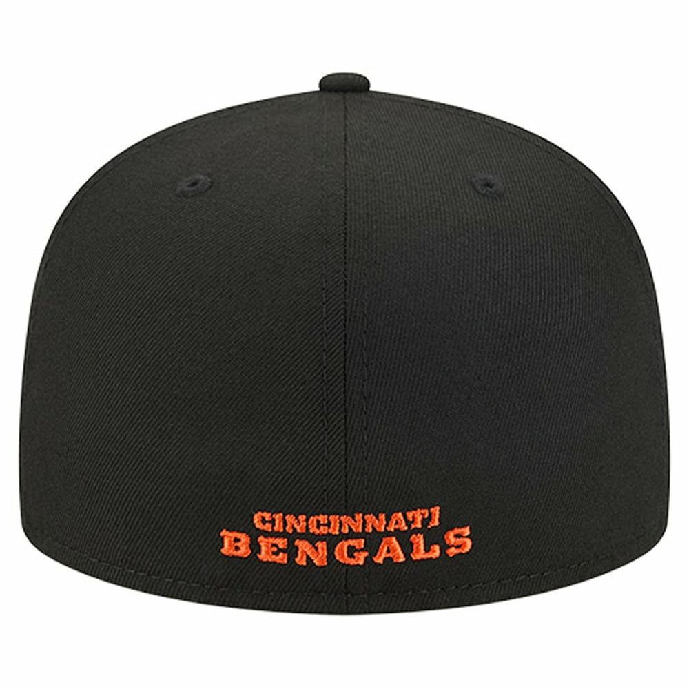 Cincinnati Bengals New Era Overlap Wordmark 59FIFTY Fitted Hat Black