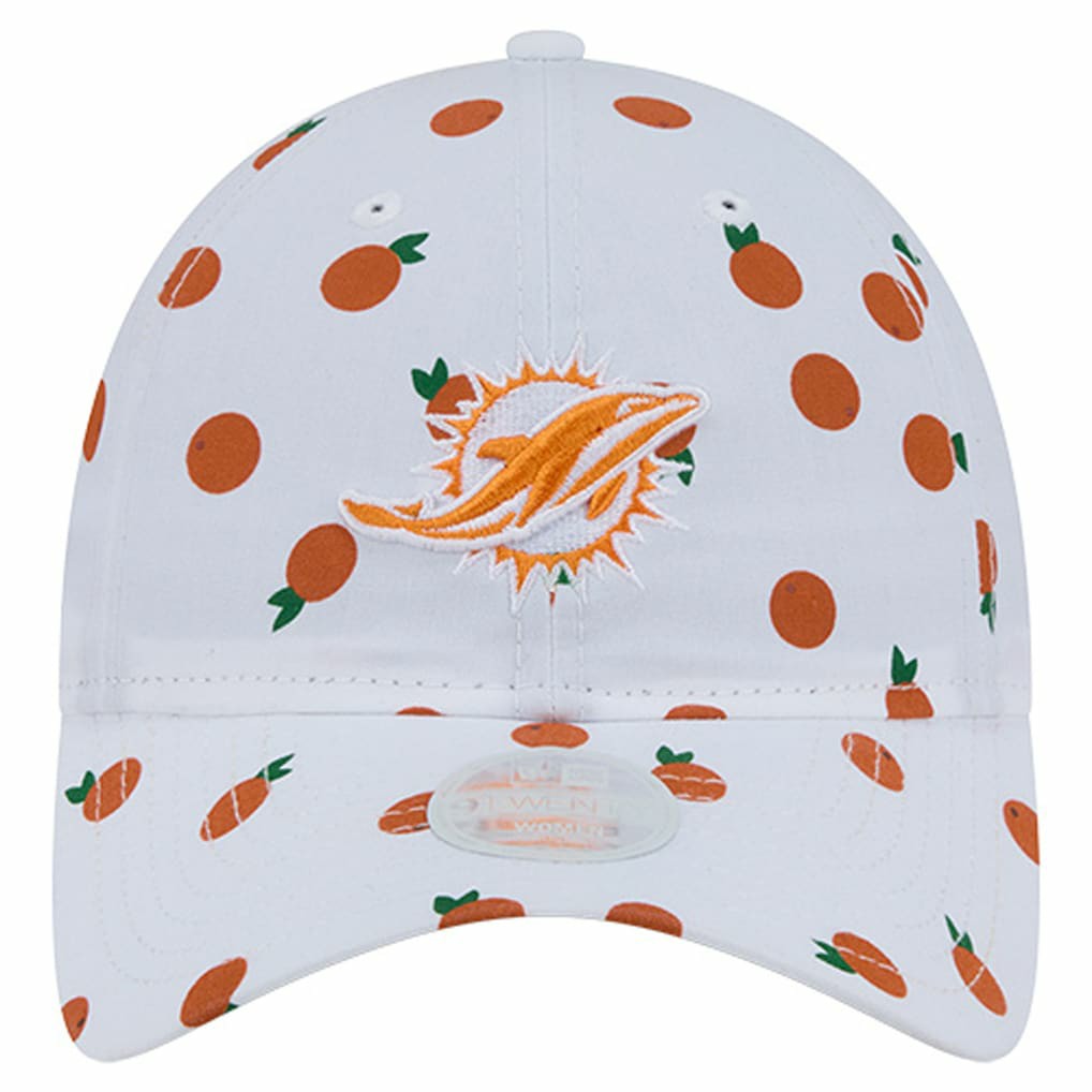 Miami Dolphins New Era Women's Fruit Pattern 9TWENTY Adjustable Hat White