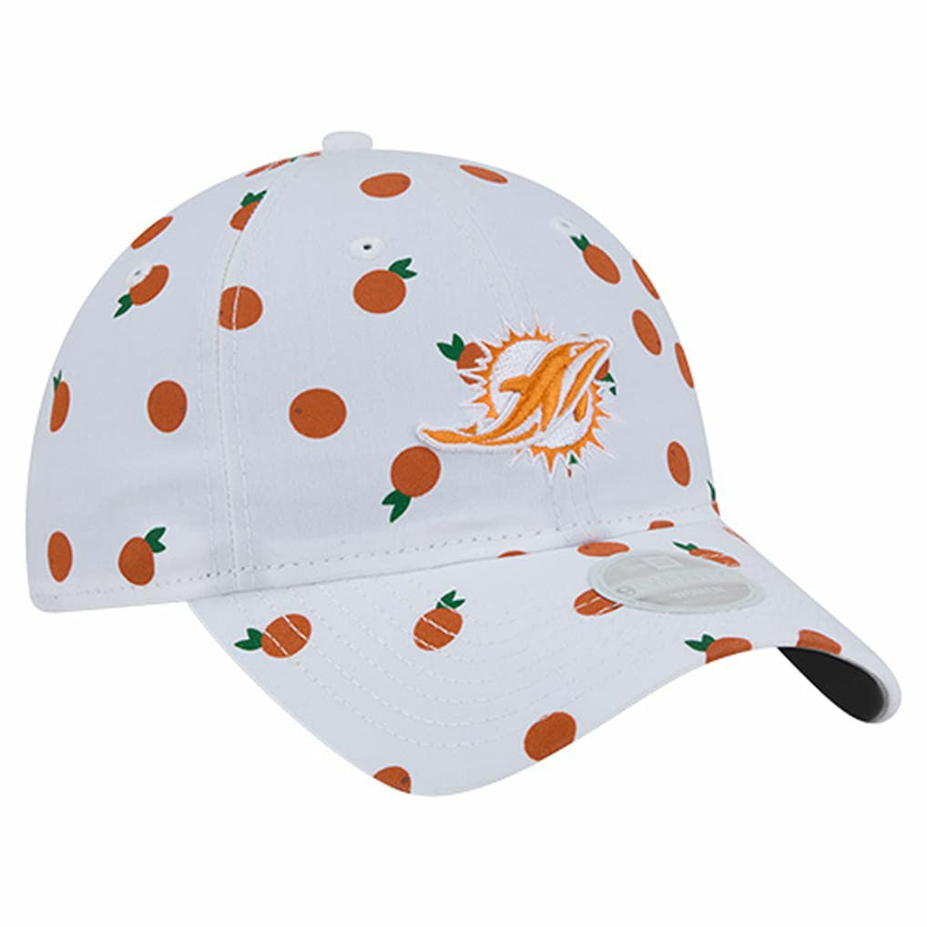 Miami Dolphins New Era Women's Fruit Pattern 9TWENTY Adjustable Hat White