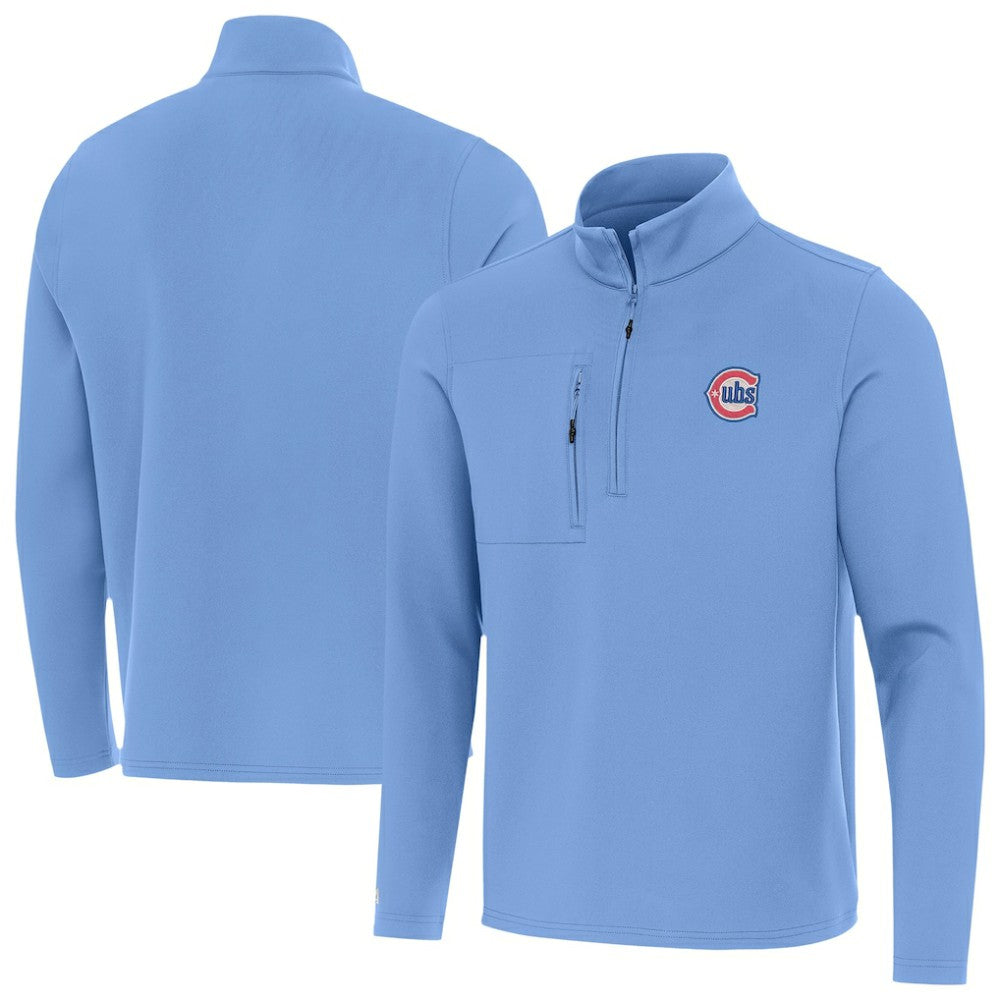 Chicago Cubs Antigua Alternate Logo Insider Quarter-Zip Pullover - Powder Blue Pullover