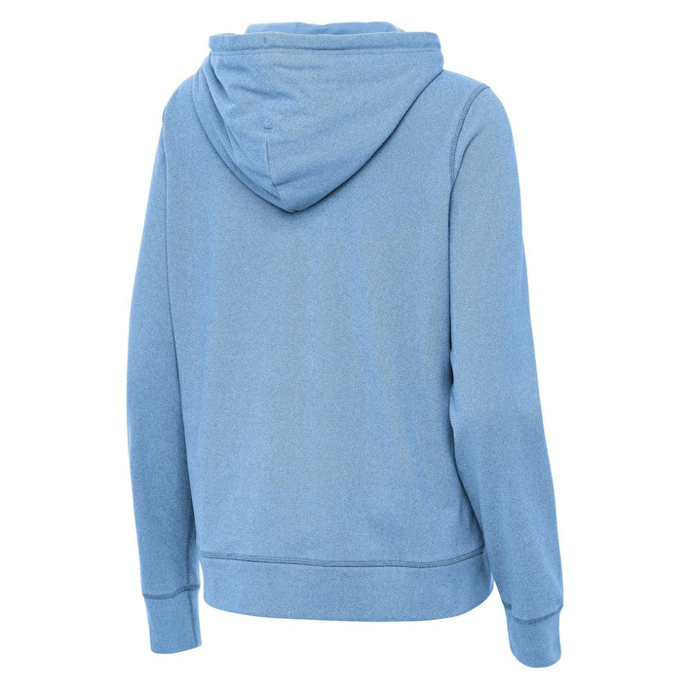 Chicago Cubs Antigua Women's Alternate Logo Justice Pullover Hoodie - Heather Powder Blue Hoodies
