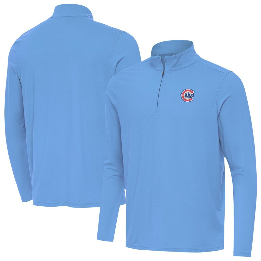 Chicago Cubs Antigua Alternate Logo Intent Quarter-Zip Pullover - Powder Blue Pullover