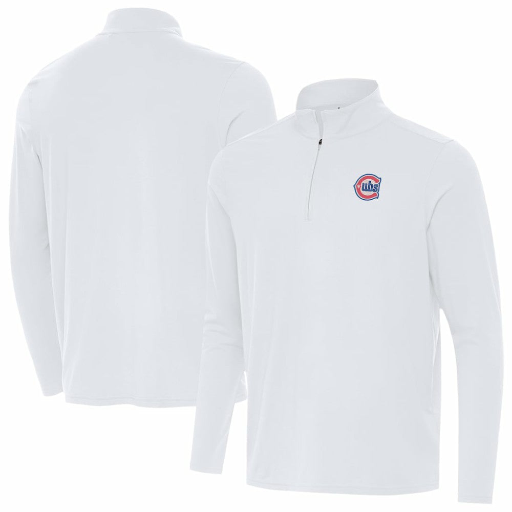Chicago Cubs Antigua Alternate Logo Intent Quarter-Zip Pullover - White Pullover