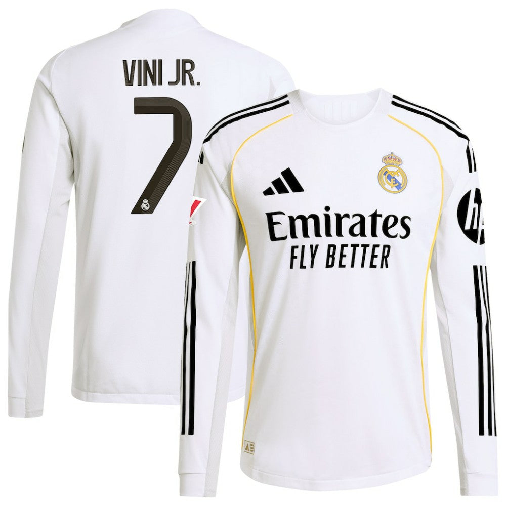 Vini Jr. Real Madrid 2025/26 Home Long Sleeve Jersey White