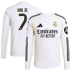 Vini Jr. Real Madrid 2025/26 Home Long Sleeve Jersey White