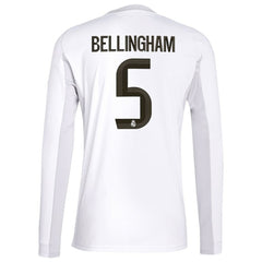 Jude Bellingham Real Madrid 2025/26 Home Replica Long Sleeve Jersey White