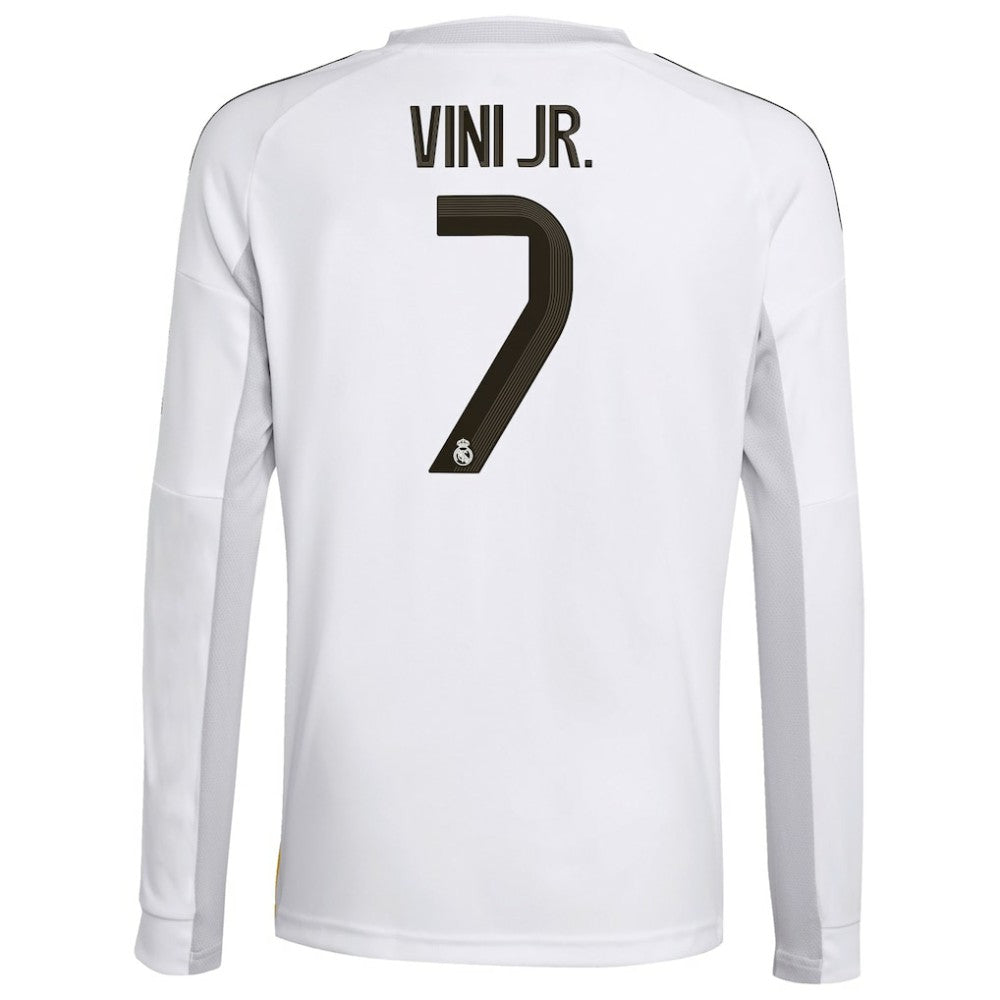 Vini Jr. Real Madrid Youth 2025/26 Home Replica Long Sleeve Jersey White