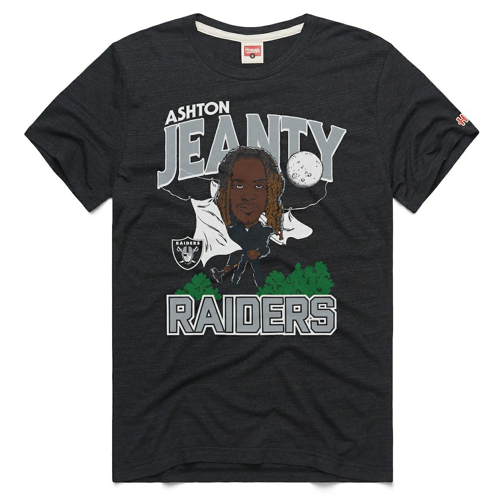 Ashton Jeanty Las Vegas Raiders Homage Unisex Caricature Player Graphic Tri-Blend T-Shirt Charcoal