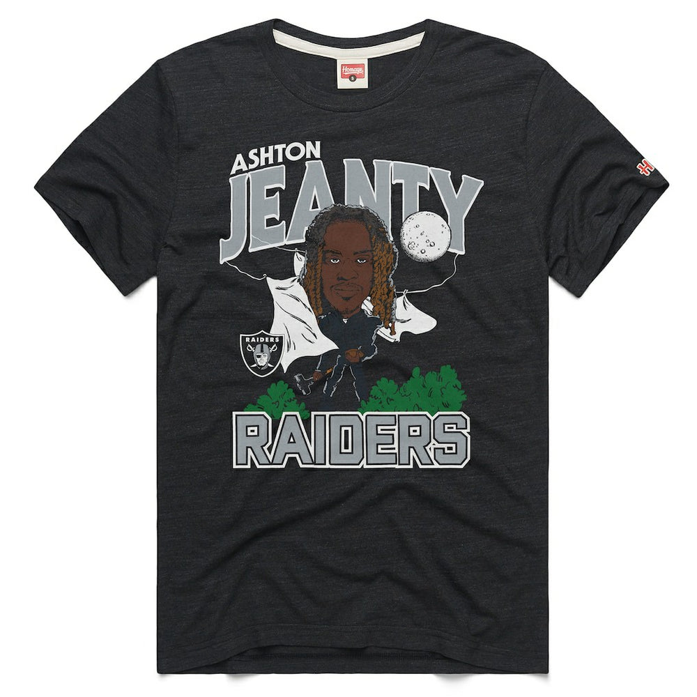 Ashton Jeanty Las Vegas Raiders Homage Unisex Caricature Player Graphic Tri-Blend T-Shirt Charcoal