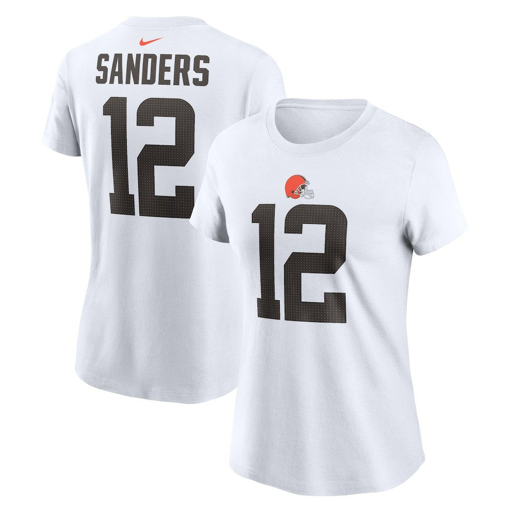Shedeur Sanders Cleveland Browns Women's 2025 NFL Draft Name & Number T-Shirt White