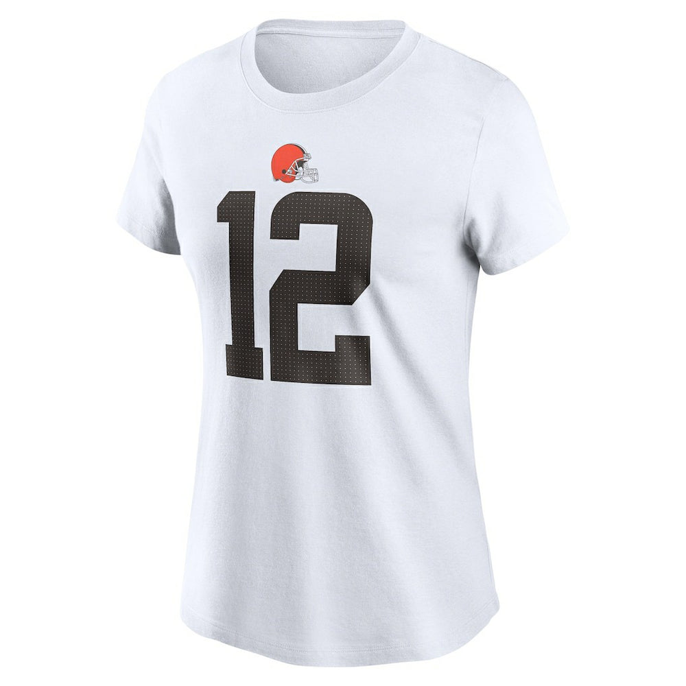 Shedeur Sanders Cleveland Browns Women's 2025 NFL Draft Name & Number T-Shirt White