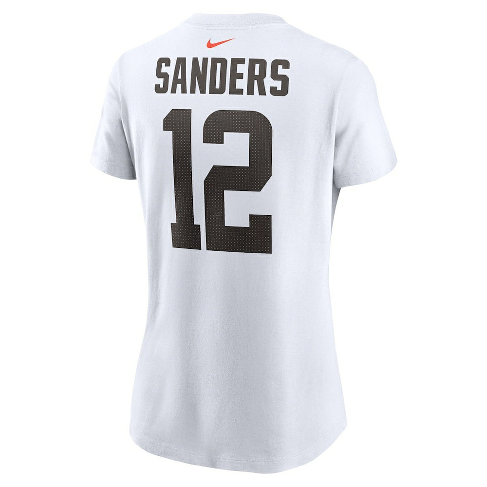 Shedeur Sanders Cleveland Browns Women's 2025 NFL Draft Name & Number T-Shirt White