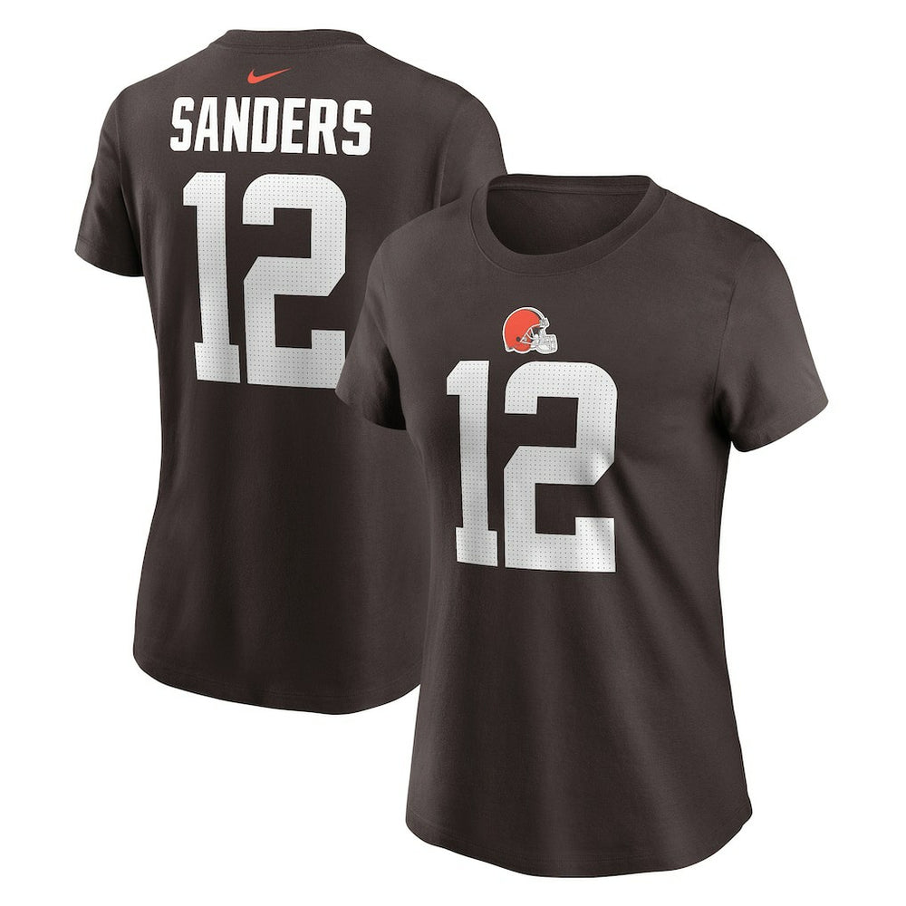 Shedeur Sanders Cleveland Browns Women's 2025 NFL Draft Name & Number T-Shirt Brown