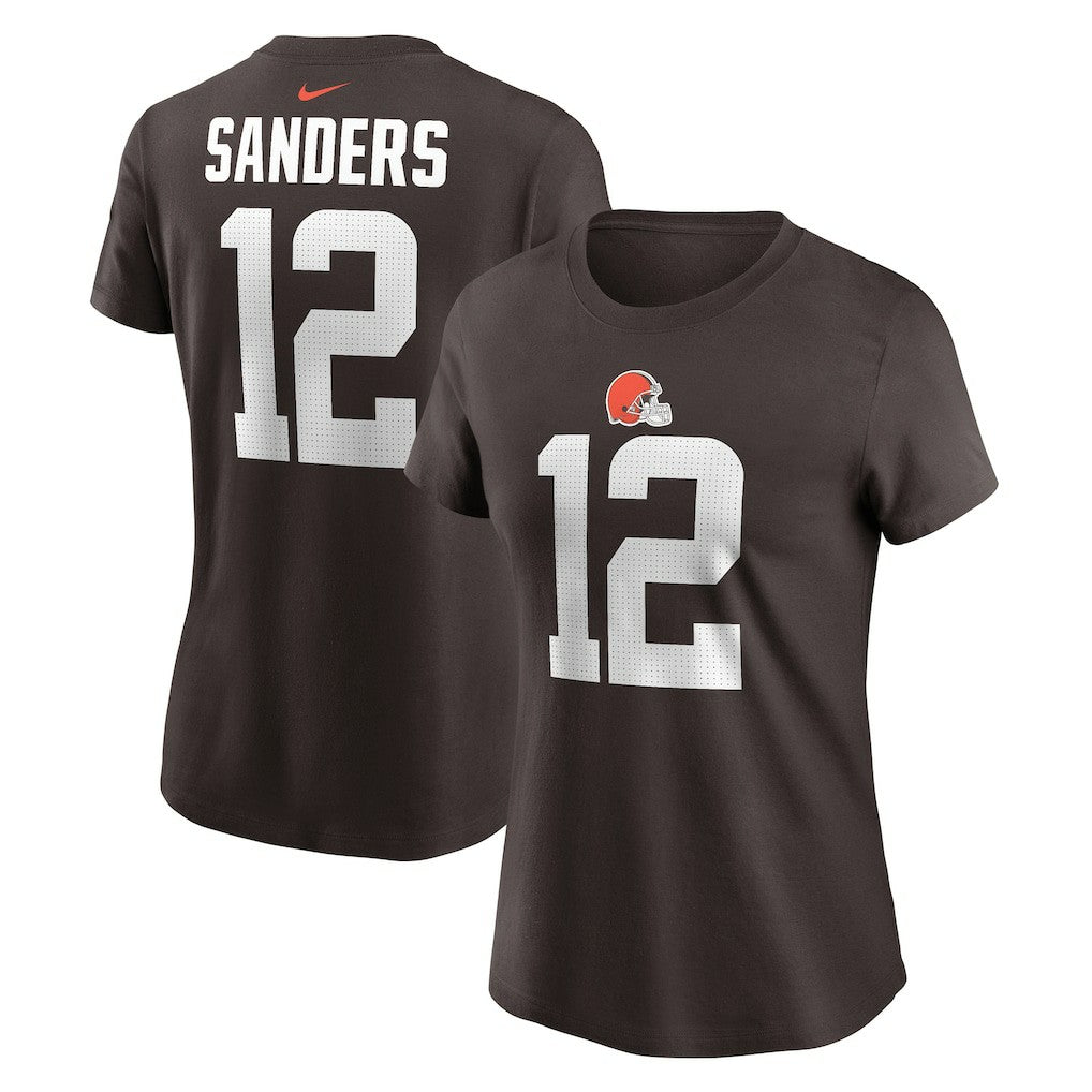 Shedeur Sanders Cleveland Browns Women's 2025 NFL Draft Name & Number T-Shirt Brown