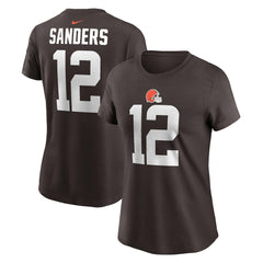 Shedeur Sanders Cleveland Browns Women's 2025 NFL Draft Name & Number T-Shirt Brown
