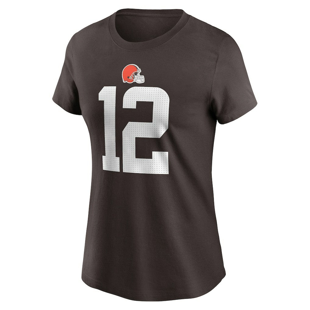 Shedeur Sanders Cleveland Browns Women's 2025 NFL Draft Name & Number T-Shirt Brown