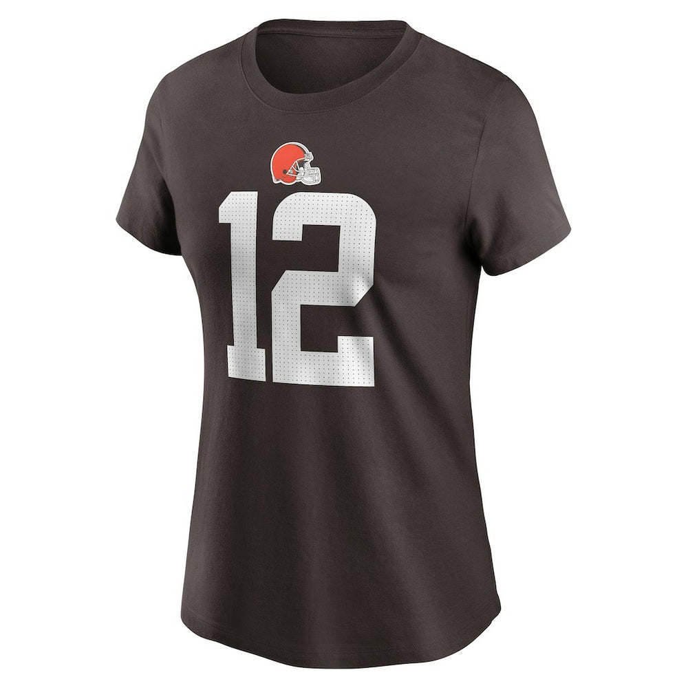 Shedeur Sanders Cleveland Browns Women's 2025 NFL Draft Name & Number T-Shirt Brown