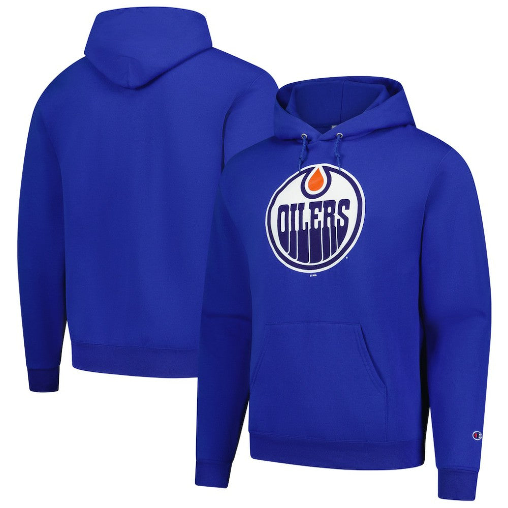 NHL Edmonton Oilers Champion Primary Logo 1-Hit Pullover Hoodie - Royal