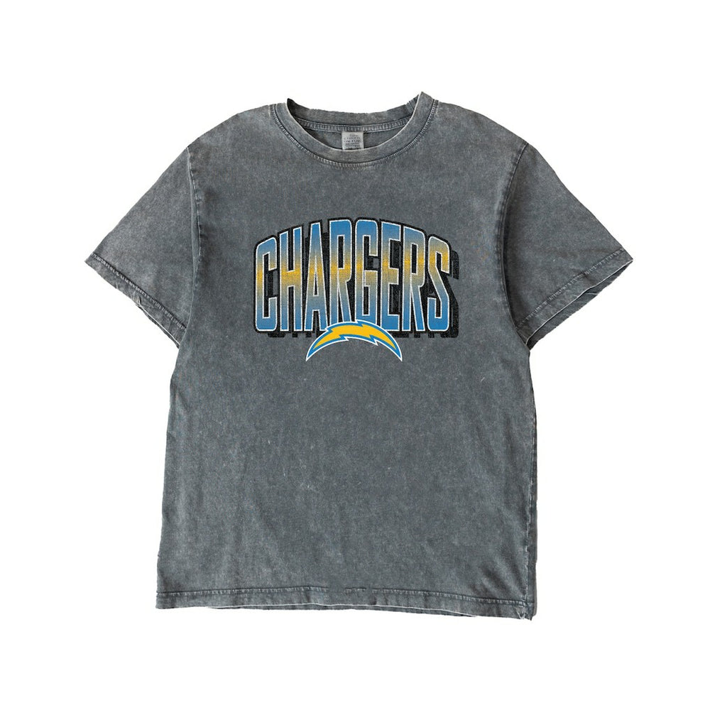 Los Angeles Chargers Gameday Couture Women's Peak Performance Oversized Snow Wash T-Shirt Gray