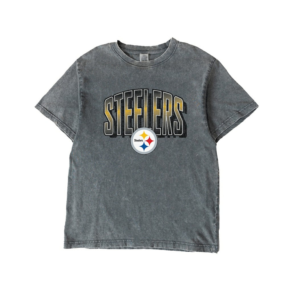Pittsburgh Steelers Gameday Couture Women's Peak Performance Oversized Snow Wash T-Shirt Gray