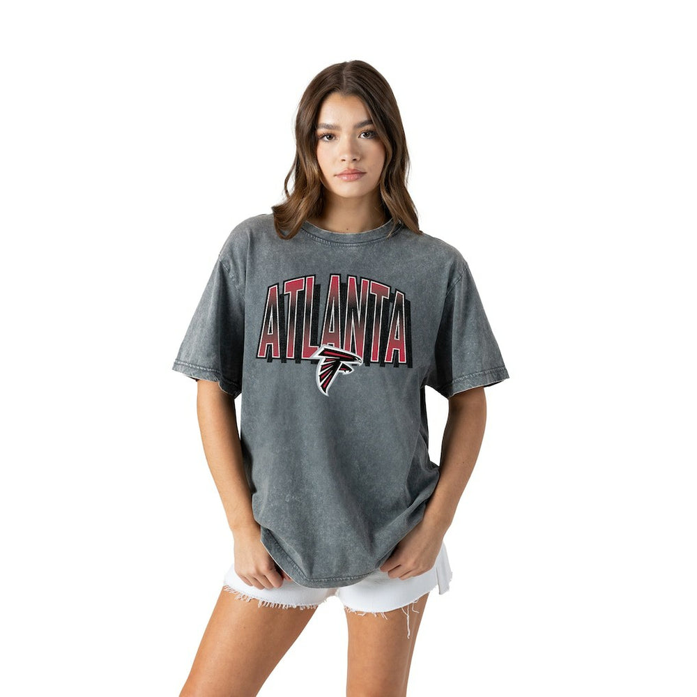 Atlanta Falcons Gameday Couture Women's Peak Performance Oversized Snow Wash T-Shirt Gray