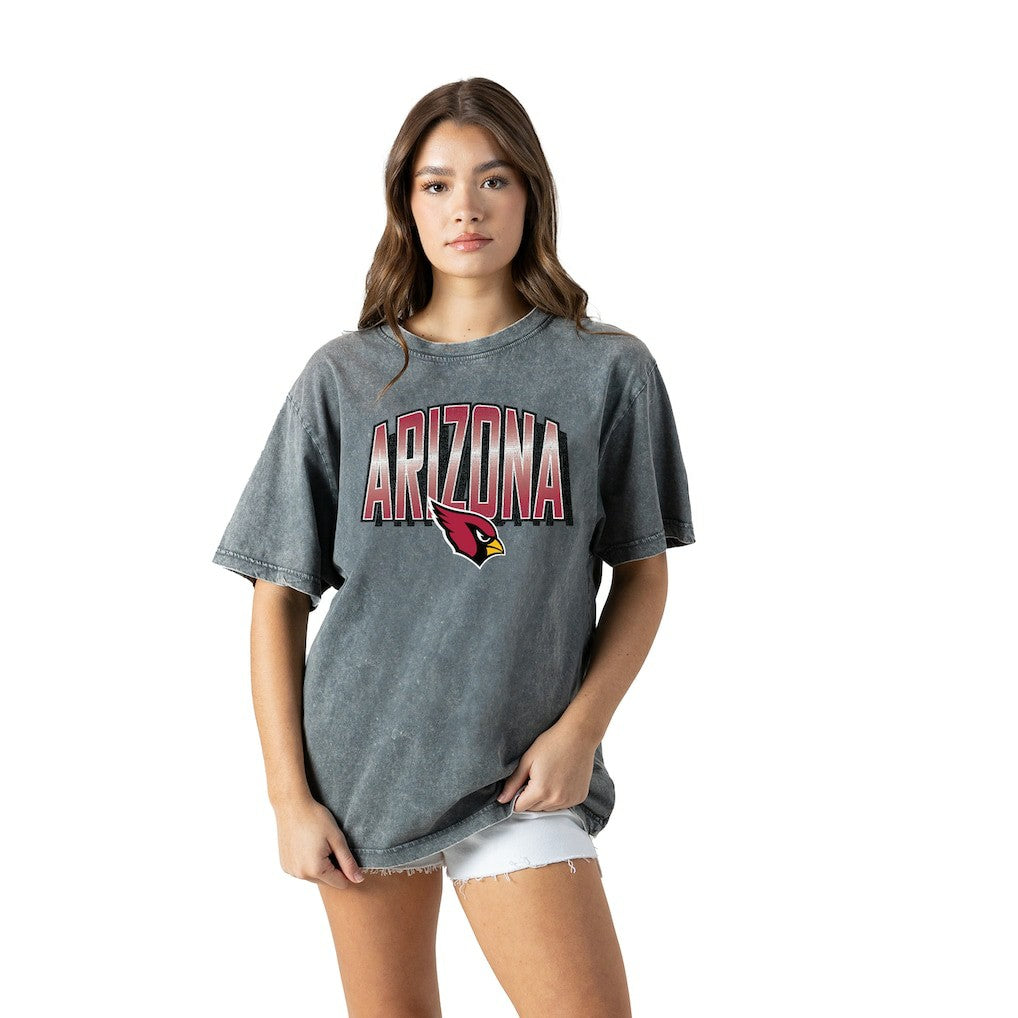 Arizona Cardinals Gameday Couture Women's Peak Performance Oversized Snow Wash T-Shirt Gray