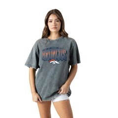 Denver Broncos Gameday Couture Women's Peak Performance Oversized Snow Wash T-Shirt Gray