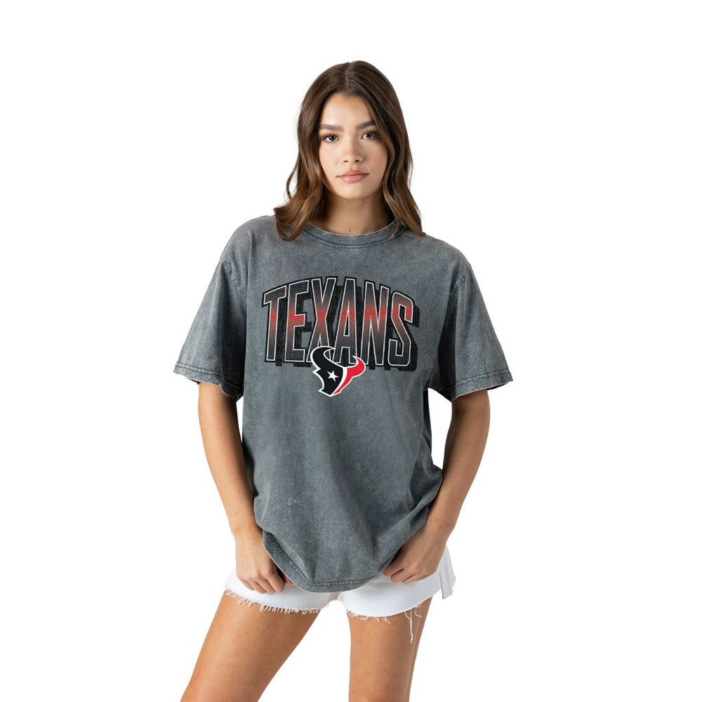 Houston Texans Gameday Couture Women's Peak Performance Oversized Snow Wash T-Shirt Gray