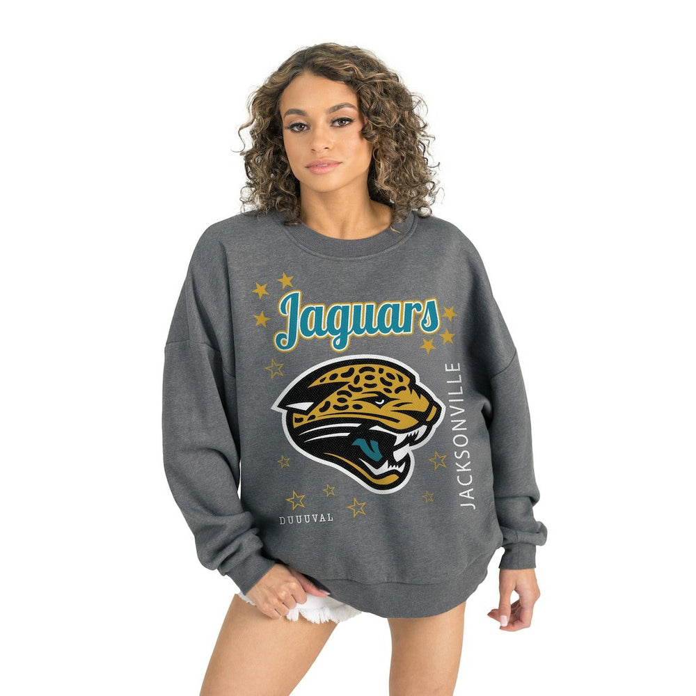 Jacksonville Jaguars Gameday Couture Women's Ready to Rumble Premium Fleece Pullover Sweatshirt Gray
