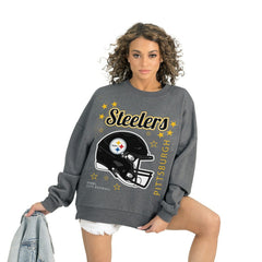 Pittsburgh Steelers Gameday Couture Women's Ready to Rumble Premium Fleece Pullover Sweatshirt Gray