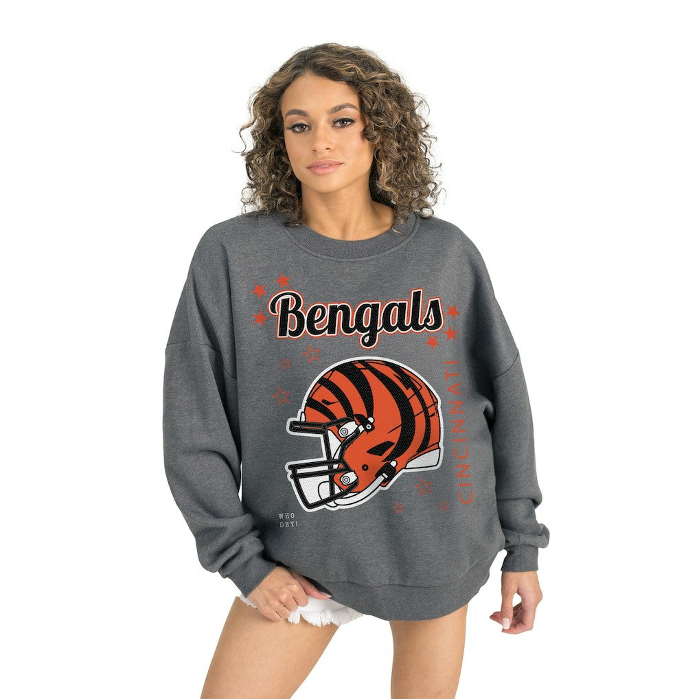 Cincinnati Bengals Gameday Couture Women's Ready to Rumble Premium Fleece Pullover Sweatshirt Gray
