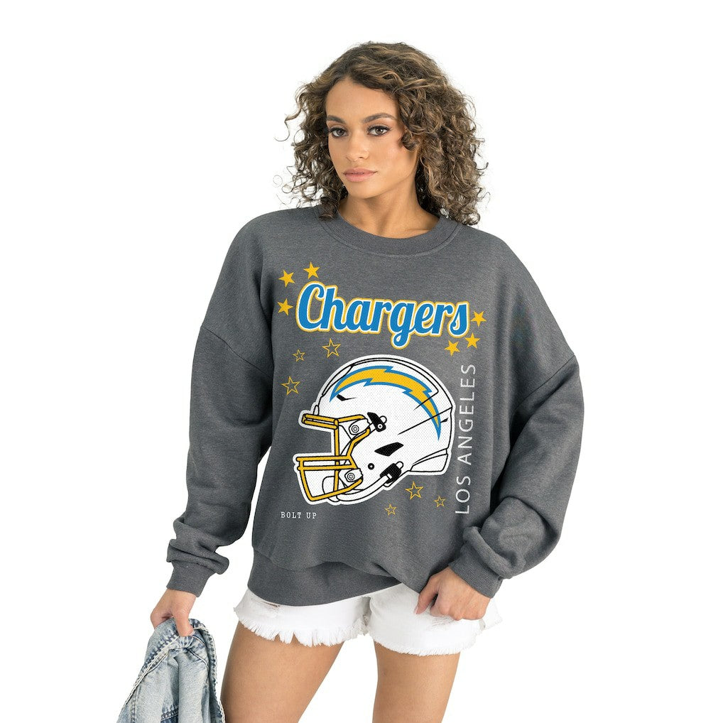 Los Angeles Chargers Gameday Couture Women's Ready to Rumble Premium Fleece Pullover Sweatshirt Gray