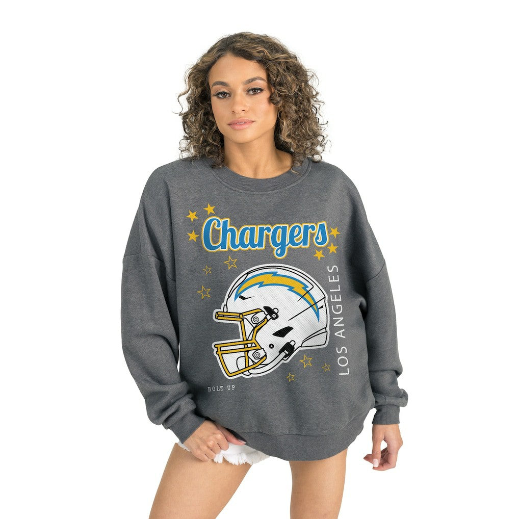 Los Angeles Chargers Gameday Couture Women's Ready to Rumble Premium Fleece Pullover Sweatshirt Gray
