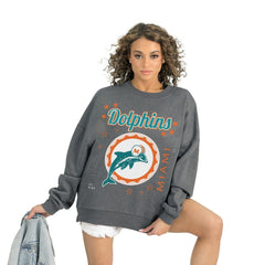 Miami Dolphins Gameday Couture Women's Ready to Rumble Premium Fleece Pullover Sweatshirt Gray
