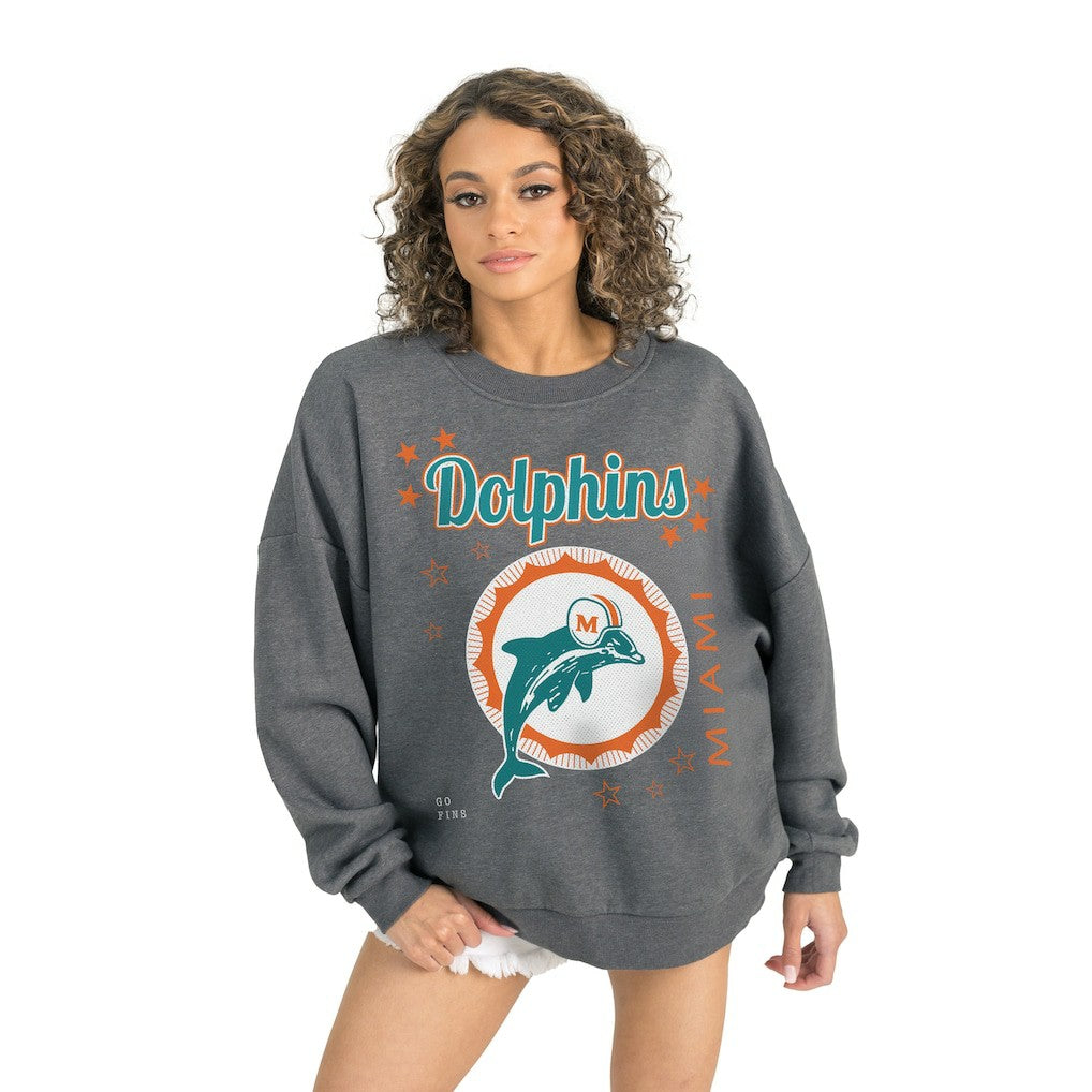 Miami Dolphins Gameday Couture Women's Ready to Rumble Premium Fleece Pullover Sweatshirt Gray