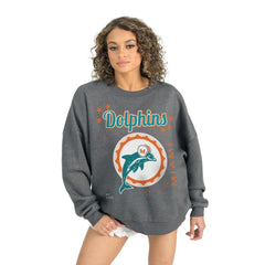 Miami Dolphins Gameday Couture Women's Ready to Rumble Premium Fleece Pullover Sweatshirt Gray