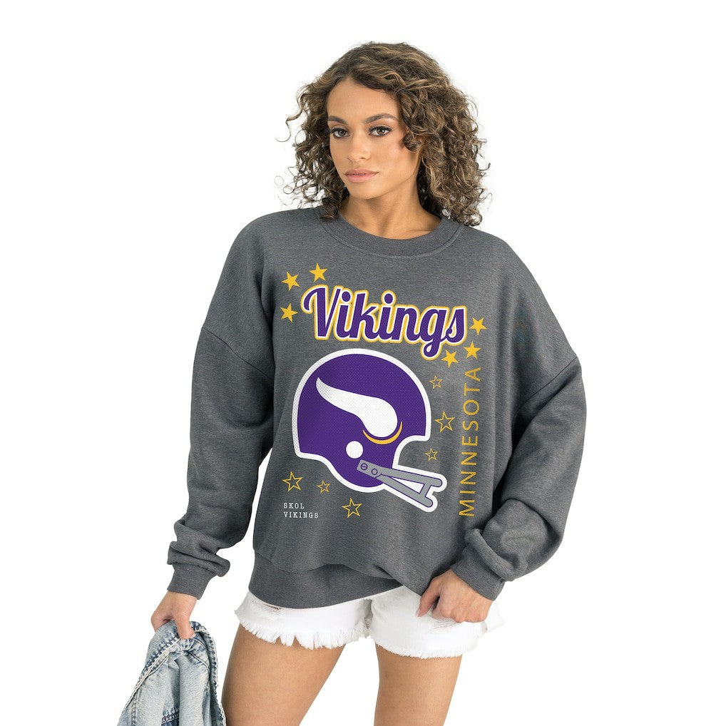 Minnesota Vikings Gameday Couture Women's Ready to Rumble Premium Fleece Pullover Sweatshirt Gray