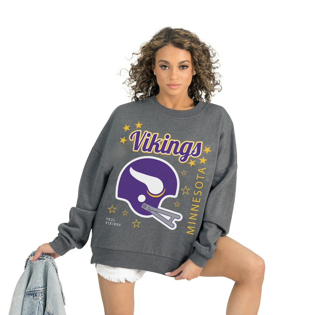 Minnesota Vikings Gameday Couture Women's Ready to Rumble Premium Fleece Pullover Sweatshirt Gray