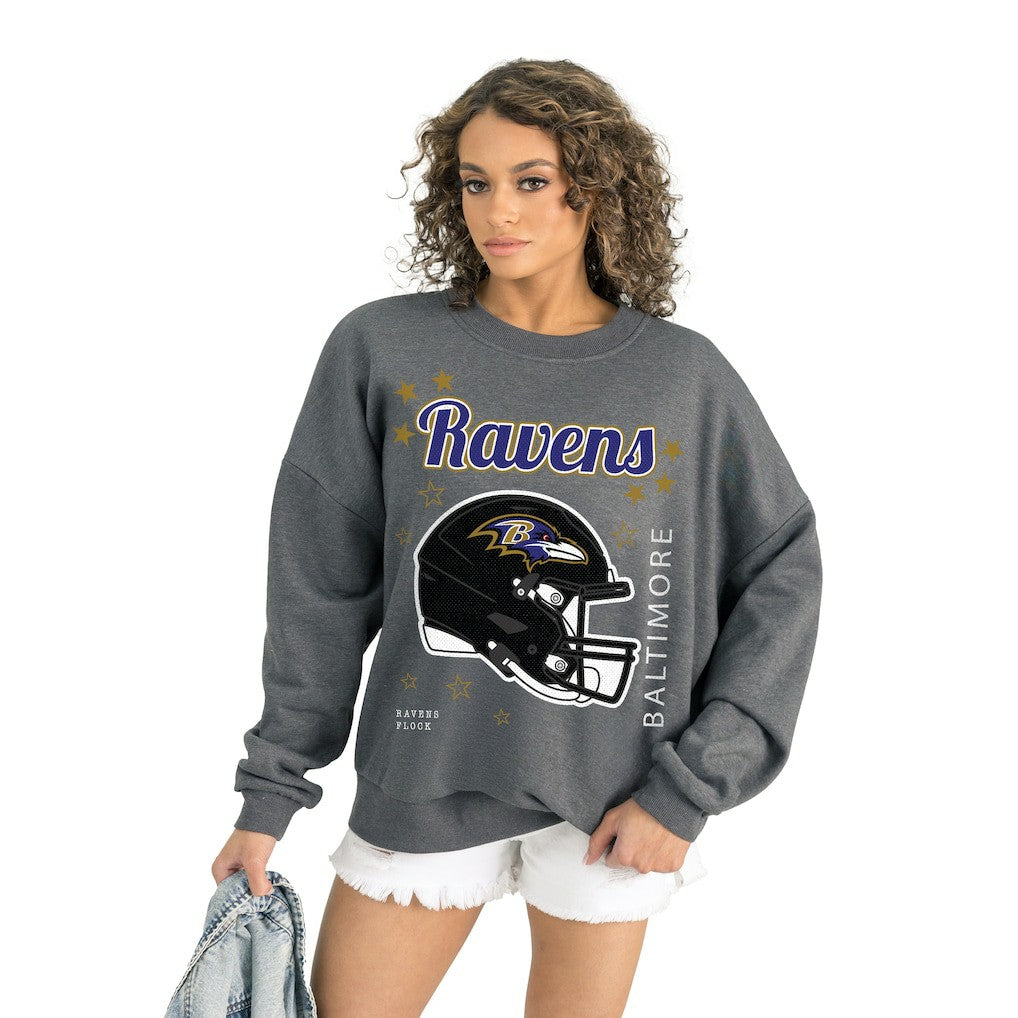 Baltimore Ravens Gameday Couture Women's Ready to Rumble Premium Fleece Pullover Sweatshirt Gray
