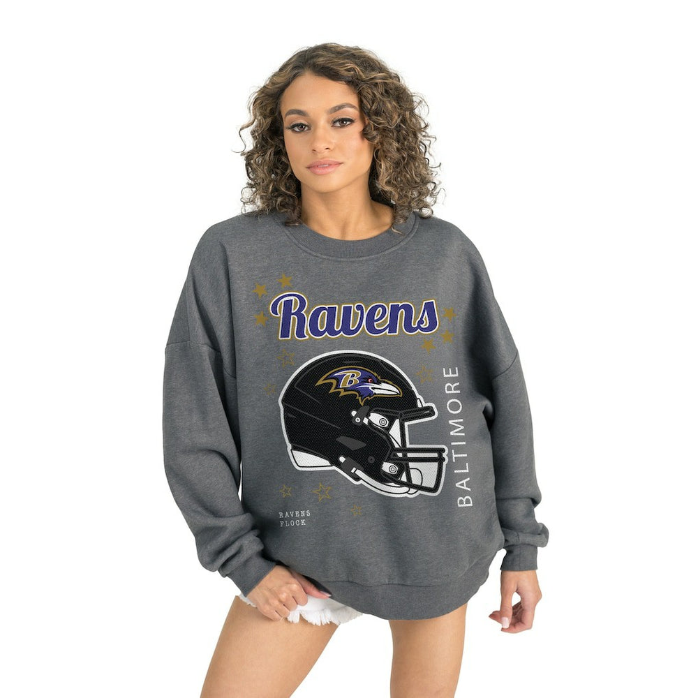 Baltimore Ravens Gameday Couture Women's Ready to Rumble Premium Fleece Pullover Sweatshirt Gray