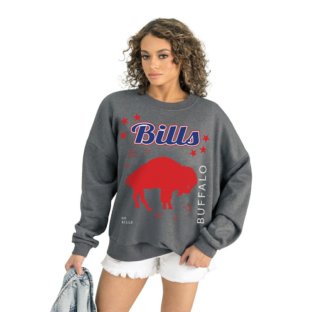 Buffalo Bills Gameday Couture Women's Ready to Rumble Premium Fleece Pullover Sweatshirt Gray