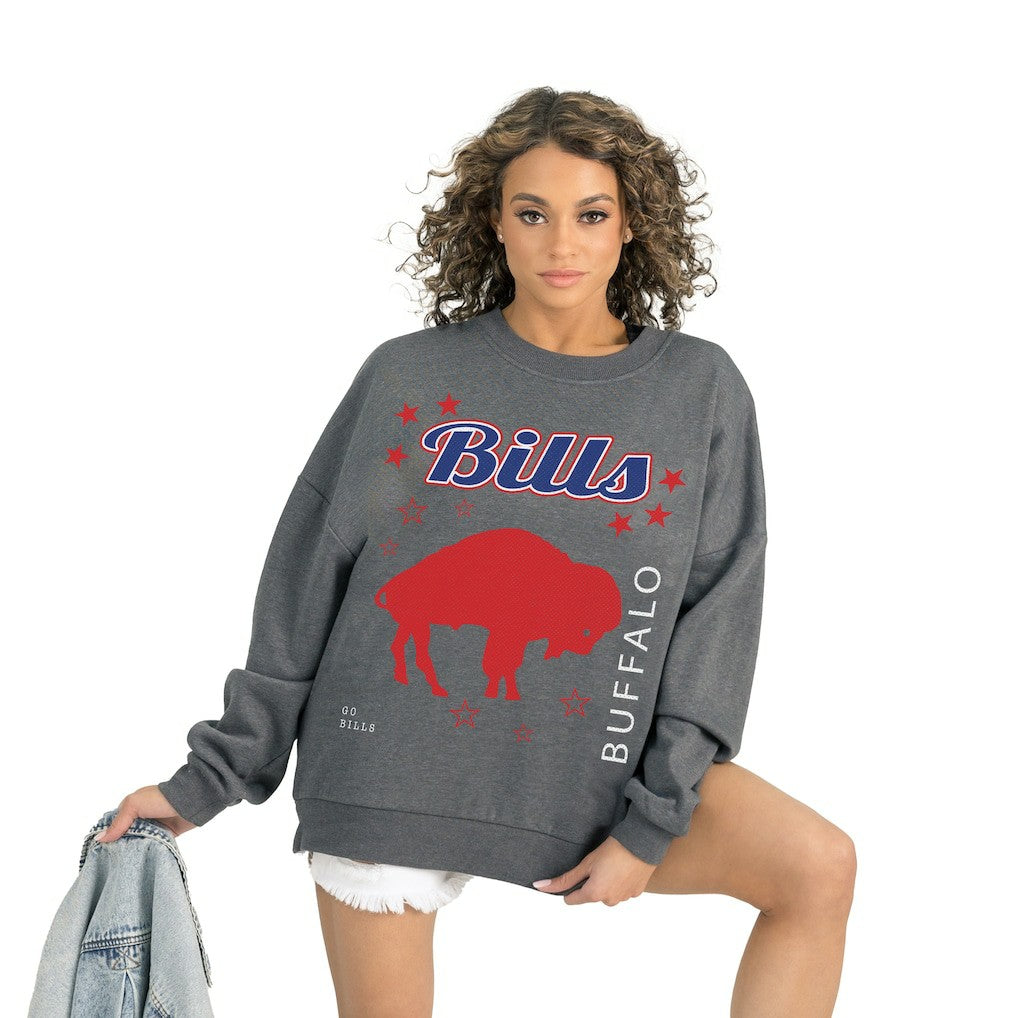 Buffalo Bills Gameday Couture Women's Ready to Rumble Premium Fleece Pullover Sweatshirt Gray