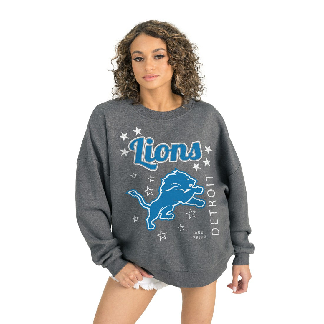 Detroit Lions Gameday Couture Women's Ready to Rumble Premium Fleece Pullover Sweatshirt Gray