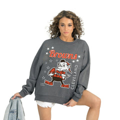 Cleveland Browns Gameday Couture Women's Ready to Rumble Premium Fleece Pullover Sweatshirt Gray