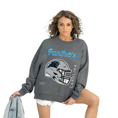 Carolina Panthers Gameday Couture Women's Ready to Rumble Premium Fleece Pullover Sweatshirt Gray