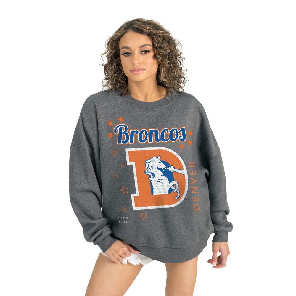 Denver Broncos Gameday Couture Women's Ready to Rumble Premium Fleece Pullover Sweatshirt Gray