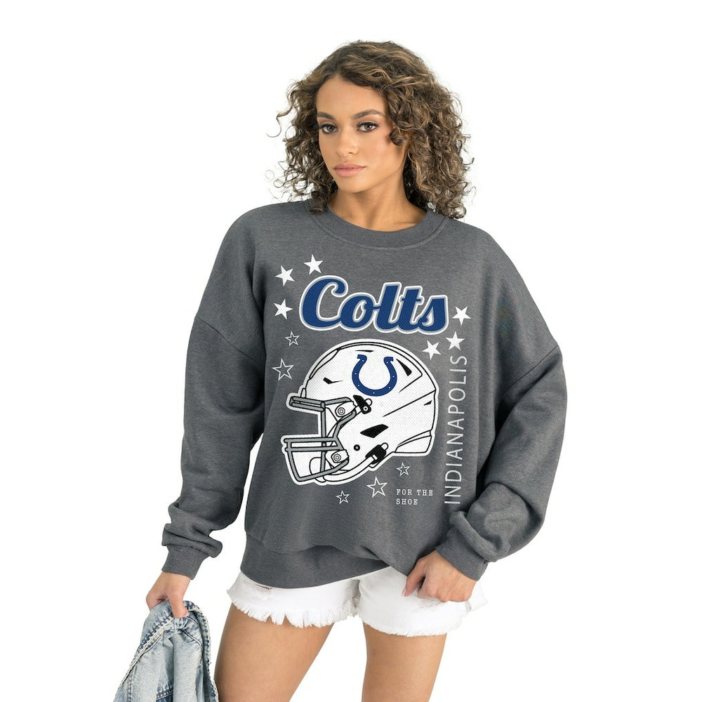 Indianapolis Colts Gameday Couture Women's Ready to Rumble Premium Fleece Pullover Sweatshirt Gray