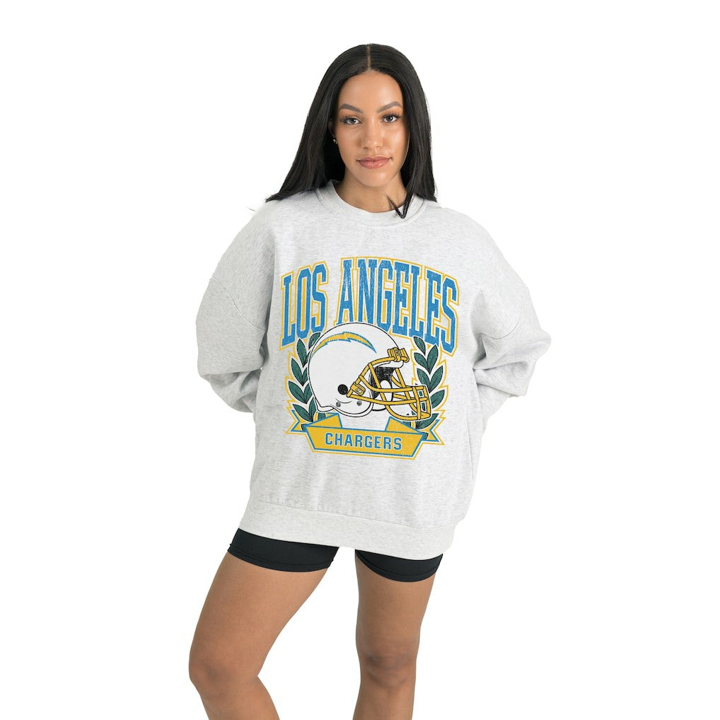 Los Angeles Chargers Gameday Couture Women's Heritage Premium Fleece Pullover Sweatshirt Gray